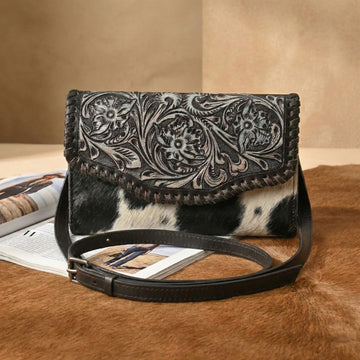 Alberta Ranch Cowhide Crossbody (Black, Brown)