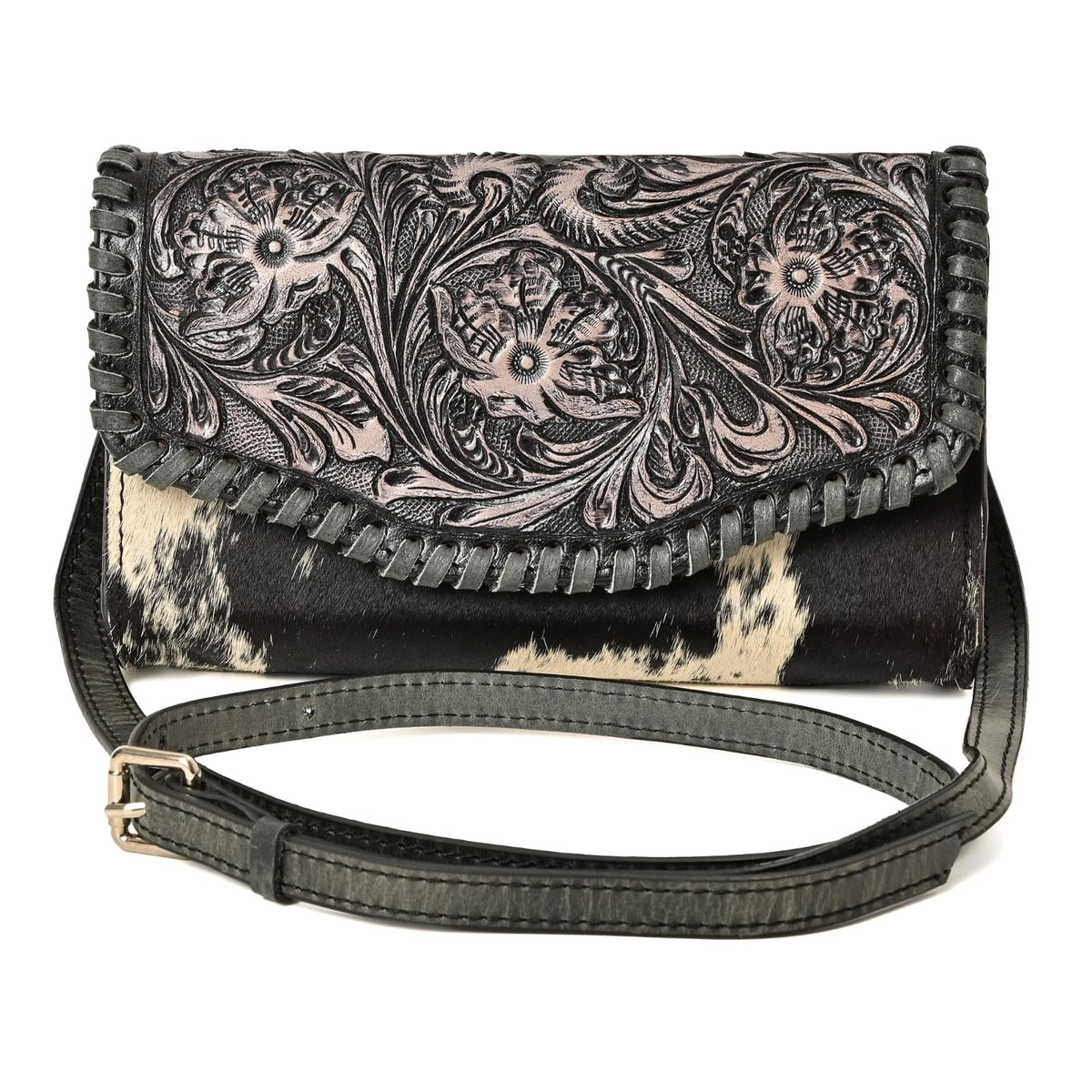 Alberta Ranch Cowhide Crossbody (Black, Brown)