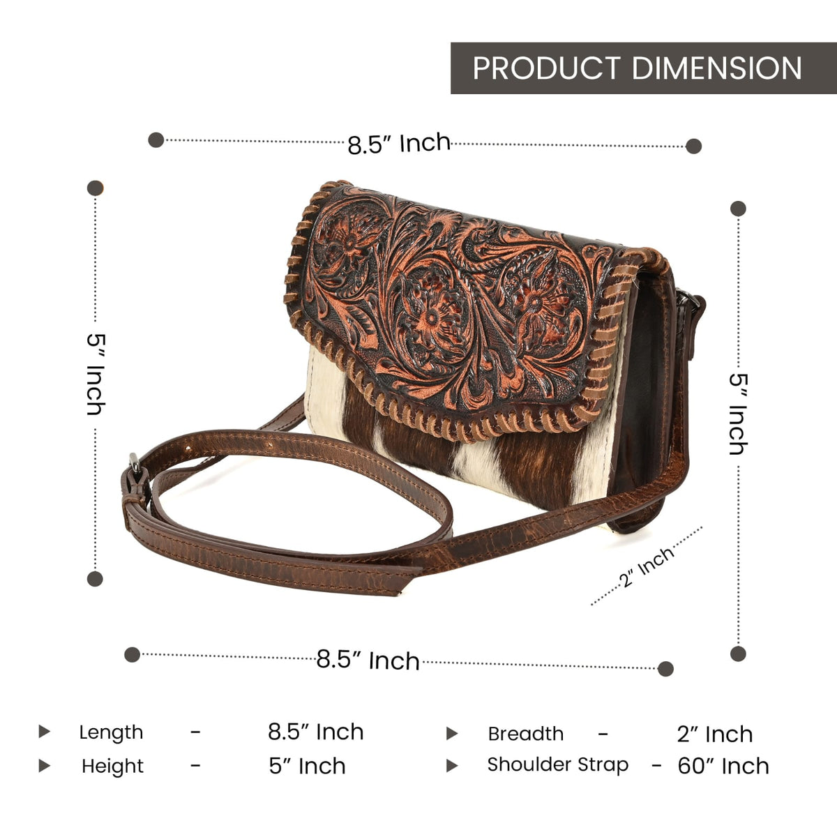 Alberta Ranch Cowhide Crossbody (Black, Brown)