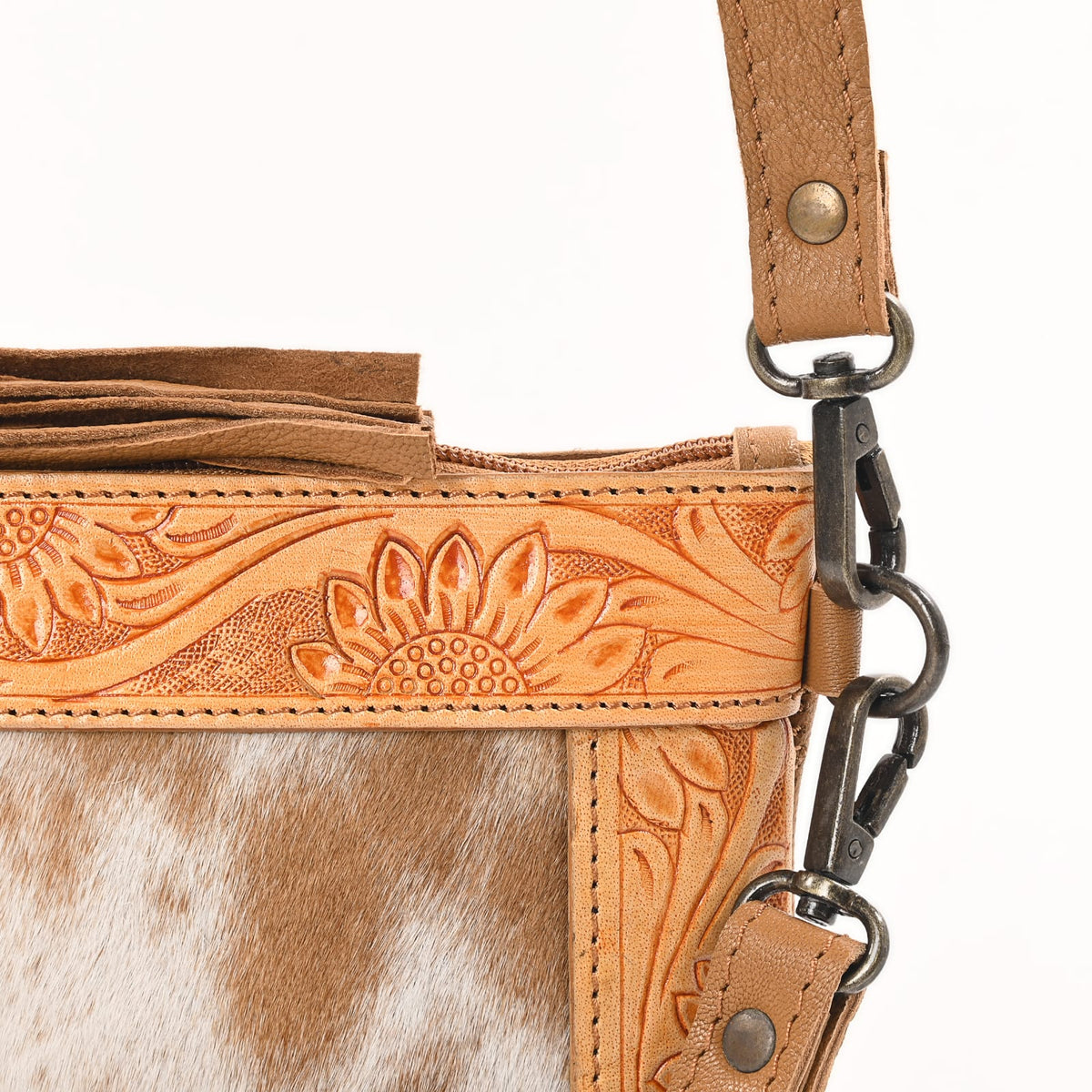Light Brown Leather and Cowhide Crossbody
