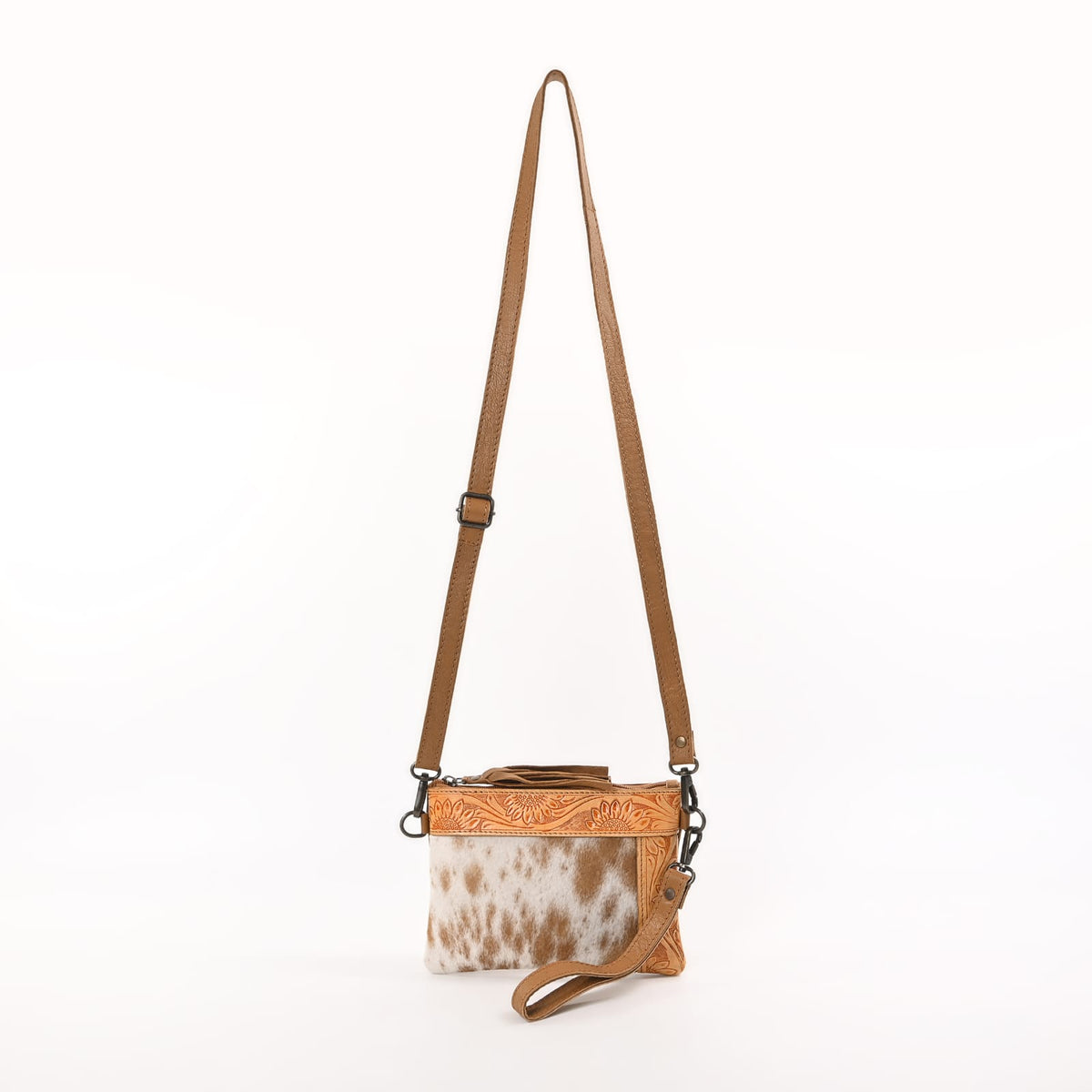 Light Brown Leather and Cowhide Crossbody