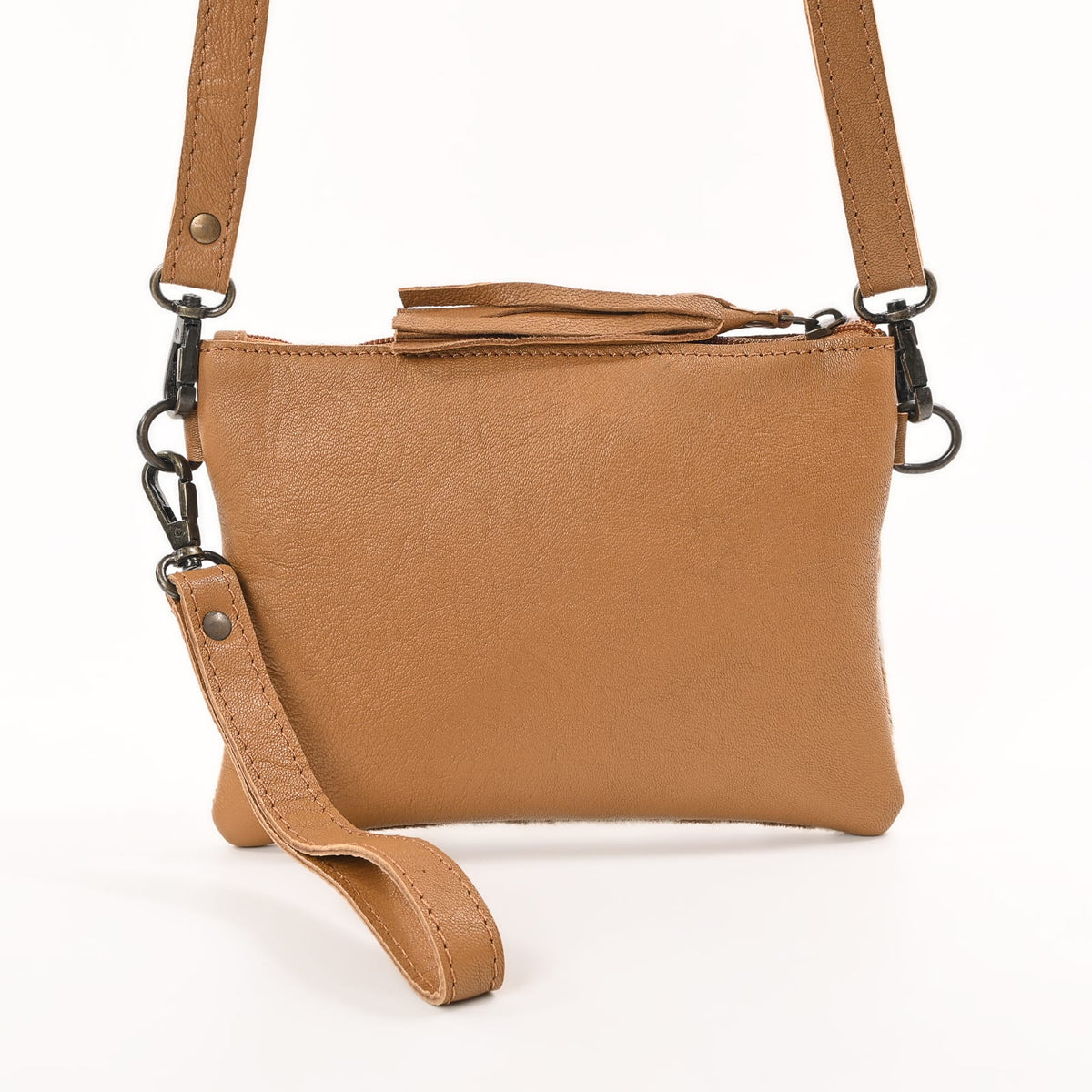 Light Brown Leather and Cowhide Crossbody