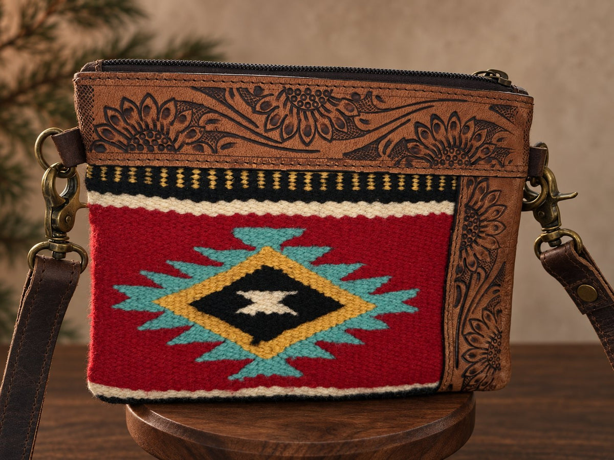 Mesa Cherry Woven and Leather Crossbody