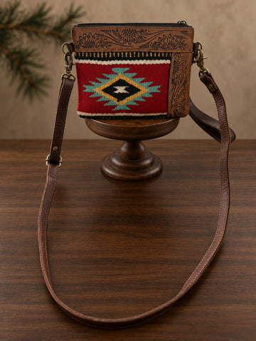 Mesa Cherry Woven and Leather Crossbody