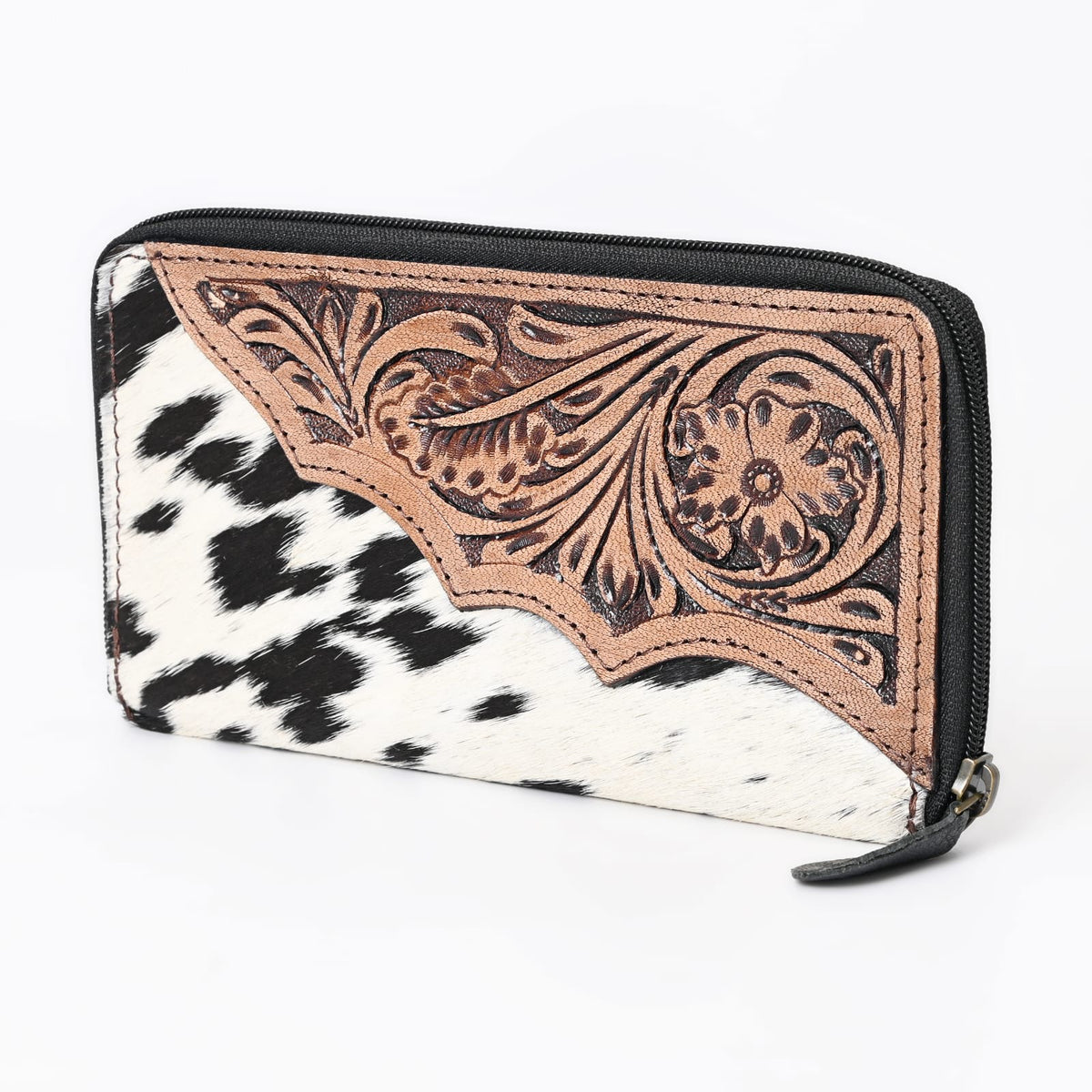 Prairie Leather Tooled Zip-Up Bifold Wallet