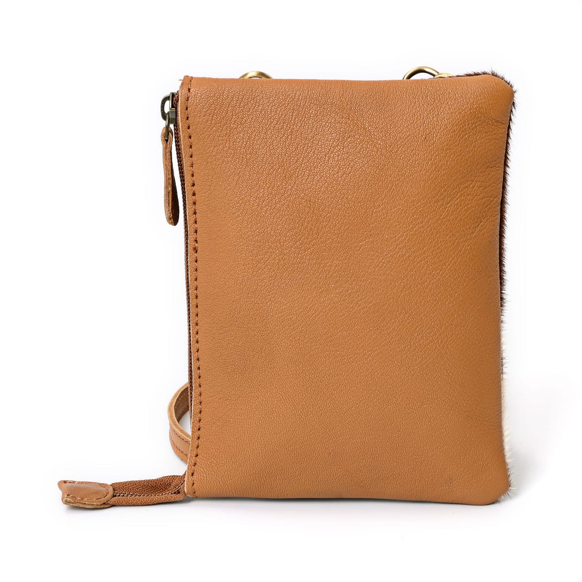 Prairie Floral Cowhide Crossbody (Saddle Brown, Tan)