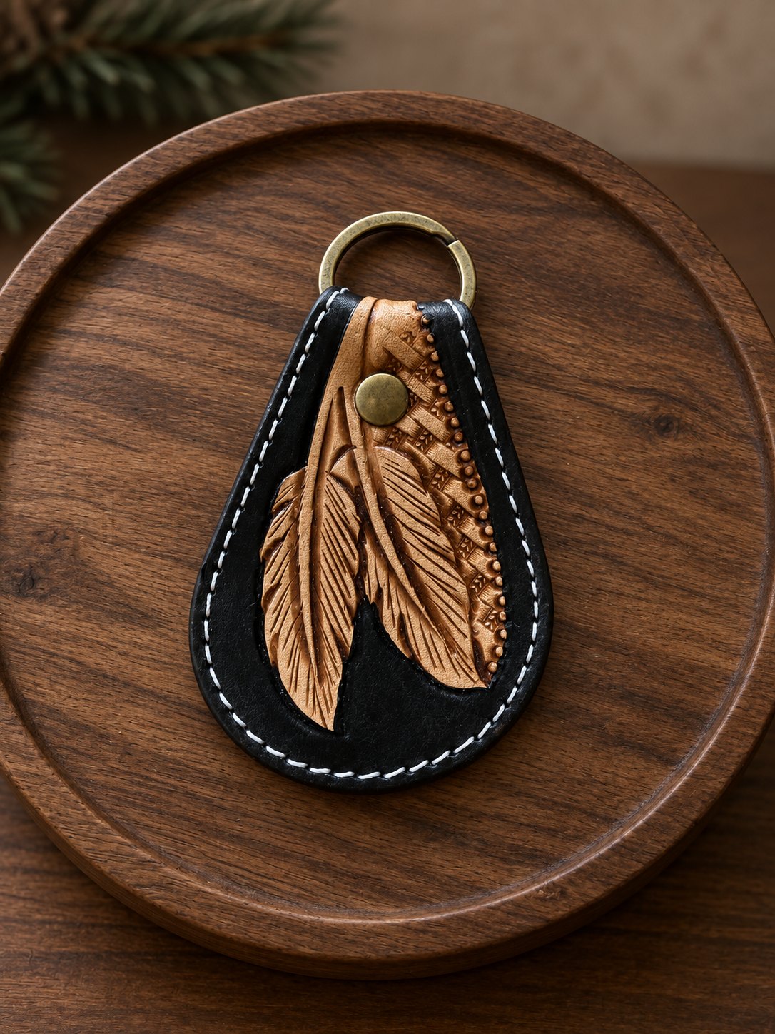 Feather & Sunflower Trail Keychain