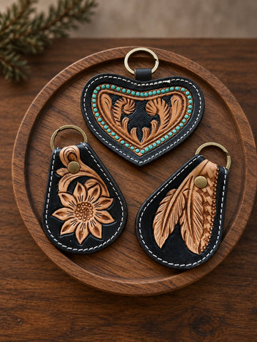 Feather & Sunflower Trail Keychain