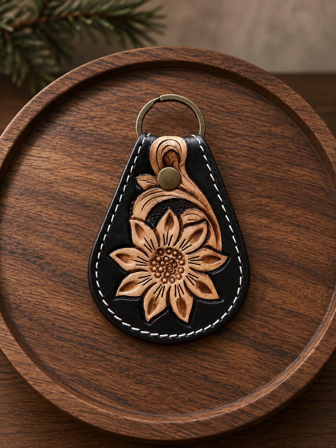 Feather & Sunflower Trail Keychain